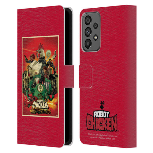 Robot Chicken Graphics Poster Leather Book Wallet Case Cover For Samsung Galaxy A73 5G (2022)