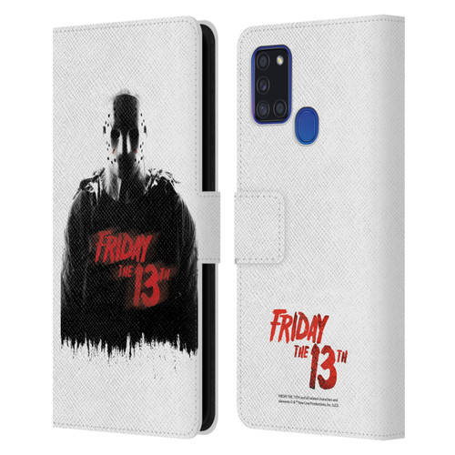 Friday the 13th 2009 Graphics Jason Voorhees Key Art Leather Book Wallet Case Cover For Samsung Galaxy A21s (2020)