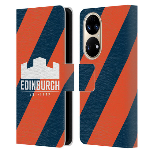 Edinburgh Rugby Logo Art Diagonal Stripes Leather Book Wallet Case Cover For Huawei P50