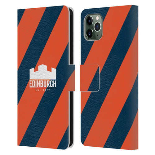 Edinburgh Rugby Logo Art Diagonal Stripes Leather Book Wallet Case Cover For Apple iPhone 11 Pro Max