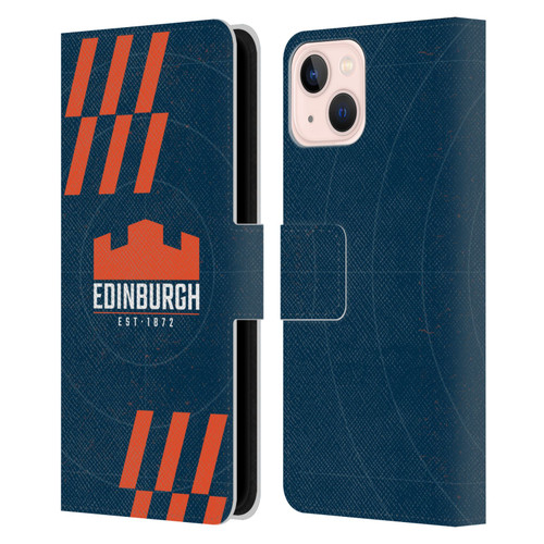 Edinburgh Rugby Logo Art Navy Blue Leather Book Wallet Case Cover For Apple iPhone 13