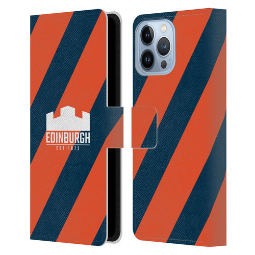 Edinburgh Rugby Logo Art Diagonal Stripes Leather Book Wallet Case Cover For Apple iPhone 13 Pro Max