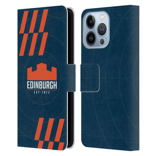 Edinburgh Rugby Logo Art Navy Blue Leather Book Wallet Case Cover For Apple iPhone 13 Pro