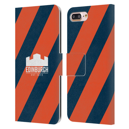 Edinburgh Rugby Logo Art Diagonal Stripes Leather Book Wallet Case Cover For Apple iPhone 7 Plus / iPhone 8 Plus