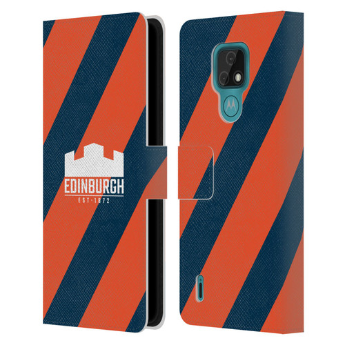 Edinburgh Rugby Logo Art Diagonal Stripes Leather Book Wallet Case Cover For Motorola Moto E7