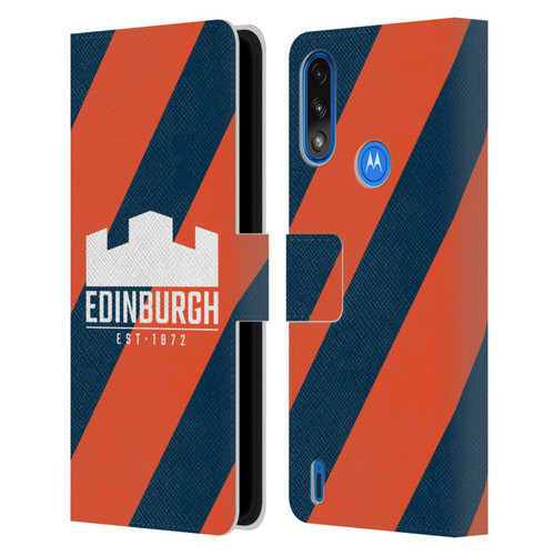 Edinburgh Rugby Logo Art Diagonal Stripes Leather Book Wallet Case Cover For Motorola Moto E7 Power / Moto E7i Power