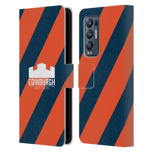 Edinburgh Rugby Logo Art Diagonal Stripes Leather Book Wallet Case Cover For OPPO Find X3 Neo / Reno5 Pro+ 5G