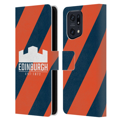 Edinburgh Rugby Logo Art Diagonal Stripes Leather Book Wallet Case Cover For OPPO Find X5 Pro