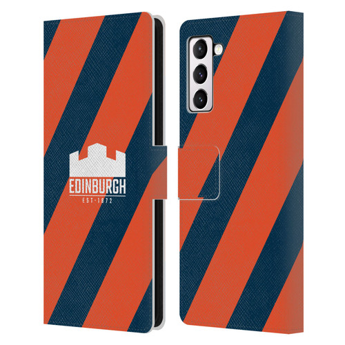 Edinburgh Rugby Logo Art Diagonal Stripes Leather Book Wallet Case Cover For Samsung Galaxy S21+ 5G