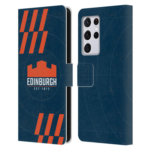 Edinburgh Rugby Logo Art Navy Blue Leather Book Wallet Case Cover For Samsung Galaxy S21 Ultra 5G