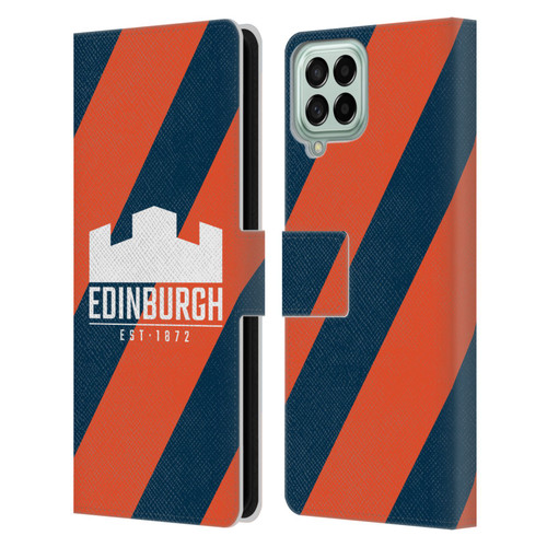 Edinburgh Rugby Logo Art Diagonal Stripes Leather Book Wallet Case Cover For Samsung Galaxy M33 (2022)