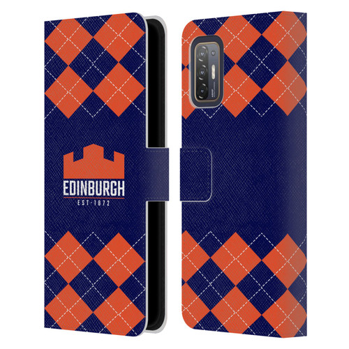 Edinburgh Rugby Logo 2 Argyle Leather Book Wallet Case Cover For HTC Desire 21 Pro 5G
