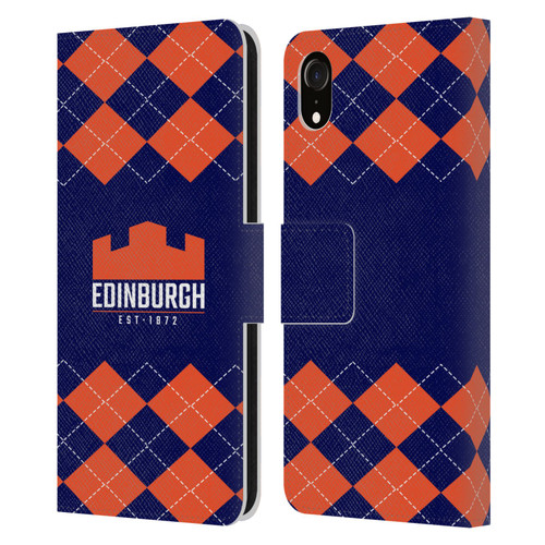 Edinburgh Rugby Logo 2 Argyle Leather Book Wallet Case Cover For Apple iPhone XR