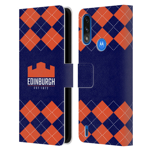 Edinburgh Rugby Logo 2 Argyle Leather Book Wallet Case Cover For Motorola Moto E7 Power / Moto E7i Power