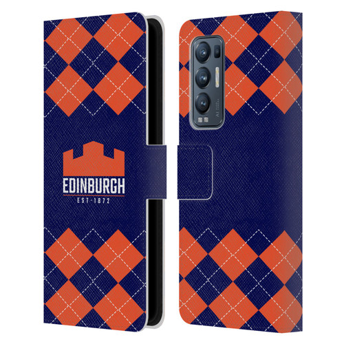 Edinburgh Rugby Logo 2 Argyle Leather Book Wallet Case Cover For OPPO Find X3 Neo / Reno5 Pro+ 5G