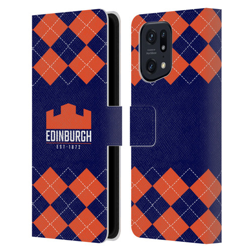 Edinburgh Rugby Logo 2 Argyle Leather Book Wallet Case Cover For OPPO Find X5 Pro