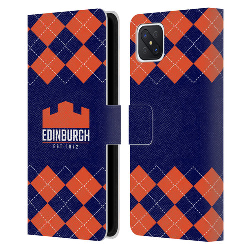 Edinburgh Rugby Logo 2 Argyle Leather Book Wallet Case Cover For OPPO Reno4 Z 5G
