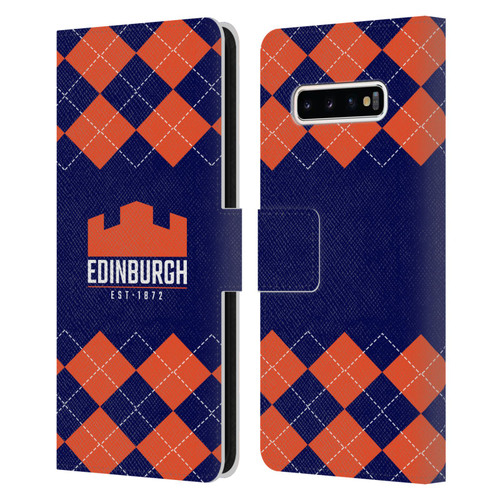 Edinburgh Rugby Logo 2 Argyle Leather Book Wallet Case Cover For Samsung Galaxy S10+ / S10 Plus