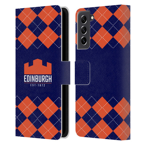 Edinburgh Rugby Logo 2 Argyle Leather Book Wallet Case Cover For Samsung Galaxy S21 FE 5G