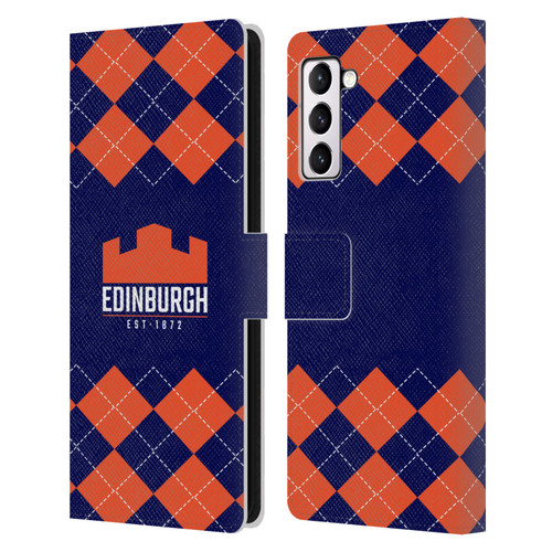 Edinburgh Rugby Logo 2 Argyle Leather Book Wallet Case Cover For Samsung Galaxy S21+ 5G