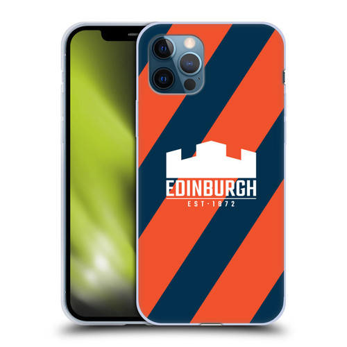 Edinburgh Rugby Logo Art Diagonal Stripes Soft Gel Case for Apple iPhone 12 / iPhone 12 Pro
