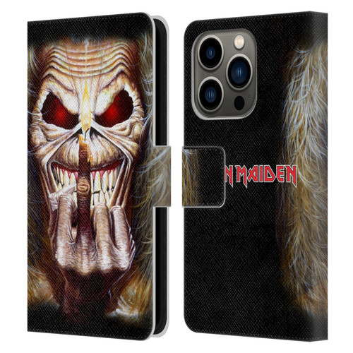 Iron Maiden Art Candle Finger Leather Book Wallet Case Cover For Apple iPhone 14 Pro