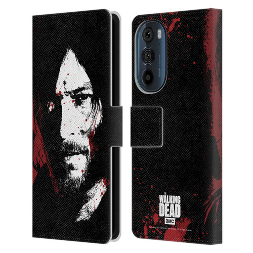AMC The Walking Dead Gore Blood Bath Daryl Leather Book Wallet Case Cover For Motorola Edge 30