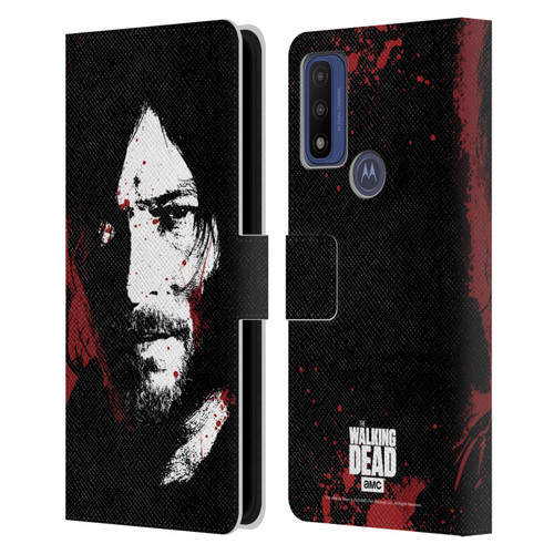 AMC The Walking Dead Gore Blood Bath Daryl Leather Book Wallet Case Cover For Motorola G Pure
