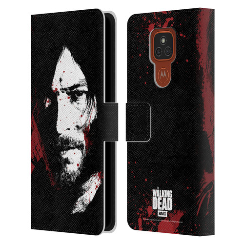 AMC The Walking Dead Gore Blood Bath Daryl Leather Book Wallet Case Cover For Motorola Moto E7 Plus