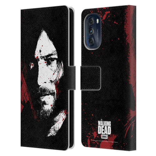 AMC The Walking Dead Gore Blood Bath Daryl Leather Book Wallet Case Cover For Motorola Moto G (2022)