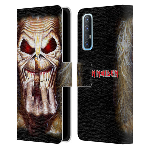 Iron Maiden Art Candle Finger Leather Book Wallet Case Cover For OPPO Find X2 Neo 5G