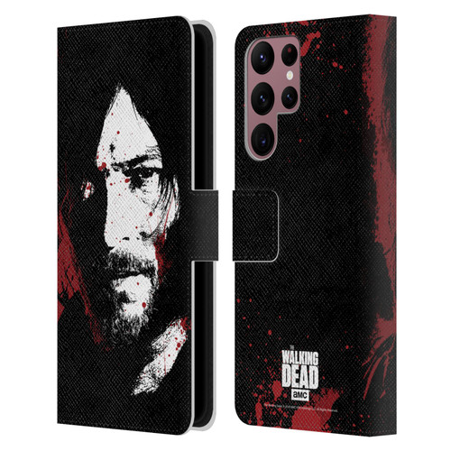 AMC The Walking Dead Gore Blood Bath Daryl Leather Book Wallet Case Cover For Samsung Galaxy S22 Ultra 5G