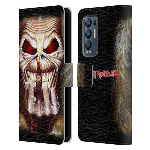 Iron Maiden Art Candle Finger Leather Book Wallet Case Cover For OPPO Find X3 Neo / Reno5 Pro+ 5G