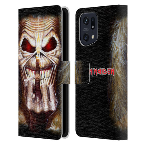 Iron Maiden Art Candle Finger Leather Book Wallet Case Cover For OPPO Find X5