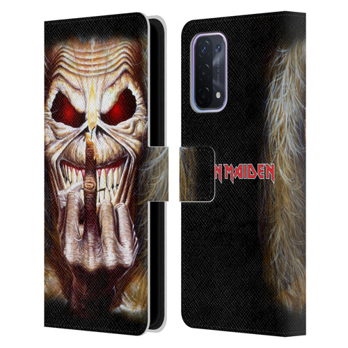 Iron Maiden Art Candle Finger Leather Book Wallet Case Cover For OPPO A54 5G