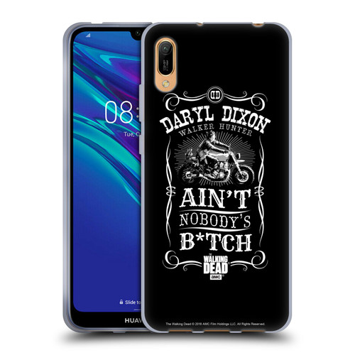 AMC The Walking Dead Daryl Dixon Biker Art Motorcycle Black White Soft Gel Case for Huawei Y6 Pro (2019)