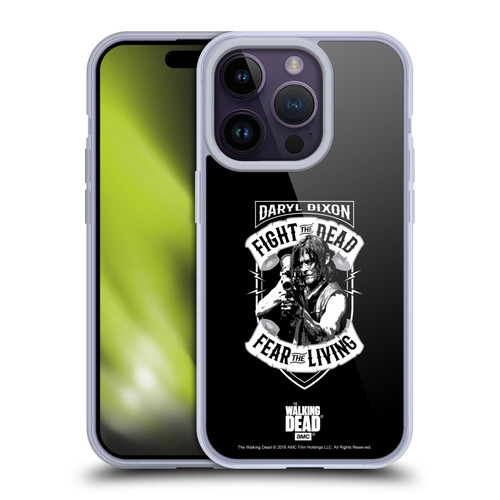AMC The Walking Dead Daryl Dixon Biker Art RPG Black White Soft Gel Case for Apple iPhone 14 Pro