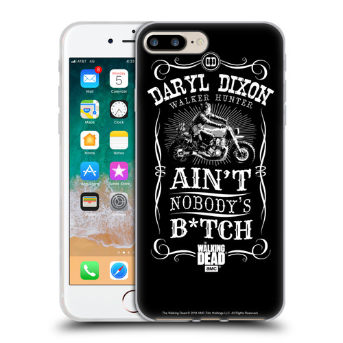 AMC The Walking Dead Daryl Dixon Biker Art Motorcycle Black White Soft Gel Case for Apple iPhone 7 Plus / iPhone 8 Plus