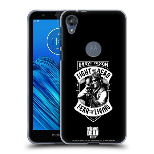 AMC The Walking Dead Daryl Dixon Biker Art RPG Black White Soft Gel Case for Motorola Moto E6