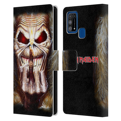 Iron Maiden Art Candle Finger Leather Book Wallet Case Cover For Samsung Galaxy M31 (2020)