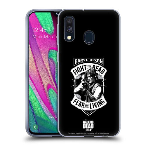 AMC The Walking Dead Daryl Dixon Biker Art RPG Black White Soft Gel Case for Samsung Galaxy A40 (2019)