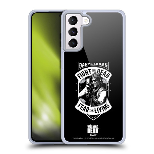 AMC The Walking Dead Daryl Dixon Biker Art RPG Black White Soft Gel Case for Samsung Galaxy S21+ 5G