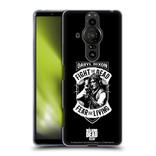 AMC The Walking Dead Daryl Dixon Biker Art RPG Black White Soft Gel Case for Sony Xperia Pro-I