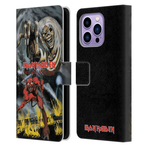 Iron Maiden Graphics The Number Of The Beast Leather Book Wallet Case Cover For Apple iPhone 14 Pro Max