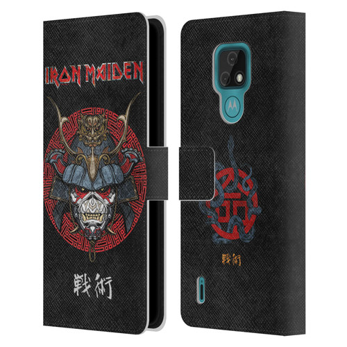 Iron Maiden Senjutsu Samurai Eddie Life Snake Leather Book Wallet Case Cover For Motorola Moto E7