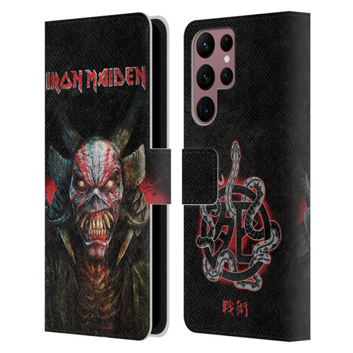 Iron Maiden Senjutsu Back Cover Death Snake Leather Book Wallet Case Cover For Samsung Galaxy S22 Ultra 5G