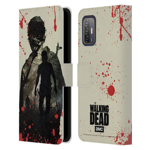 AMC The Walking Dead Silhouettes Rick Leather Book Wallet Case Cover For HTC Desire 21 Pro 5G