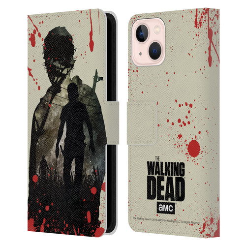 AMC The Walking Dead Silhouettes Rick Leather Book Wallet Case Cover For Apple iPhone 13