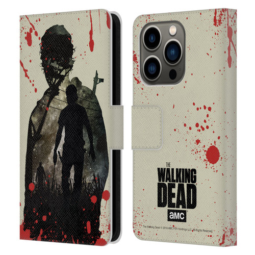 AMC The Walking Dead Silhouettes Rick Leather Book Wallet Case Cover For Apple iPhone 14 Pro