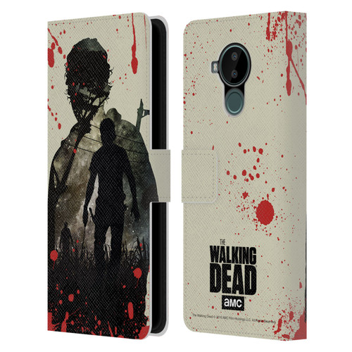 AMC The Walking Dead Silhouettes Rick Leather Book Wallet Case Cover For Nokia C30